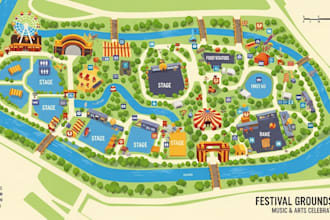 design festival map, city map, event map, venue map and location layout