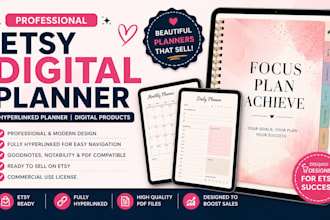 design etsy digital planner hyperlinked planner digital product etsy seo