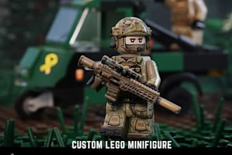design a custom lego style minifigure for 3d printing stl file
