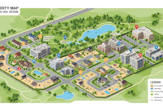 design detailed isometric map, city map and custom 3d style map