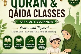 teach quran with tajweed and qaida for kids and beginners