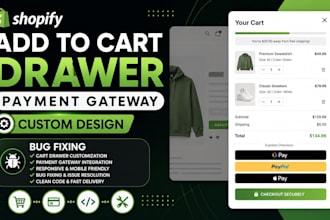 fix shopify add to cart drawer payment gateway  custom design bug fixing