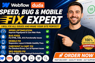webflow duda speed bug mobile fix checkout error SEO issue cart problem fix