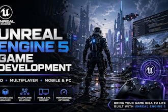 develop unreal engine 5 game, 3d multiplayer, mobile and pc game development