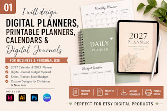 design etsy listing images, mockups and product covers for digital planners