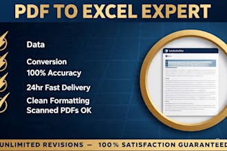 convert PDF to excel spreadsheet accurately in 24 hour