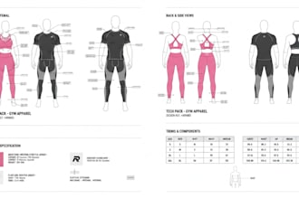 do professional tech pack design of gym wears, street wears, sport wears