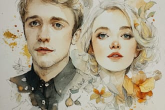 create a watercolor family portrait art for you