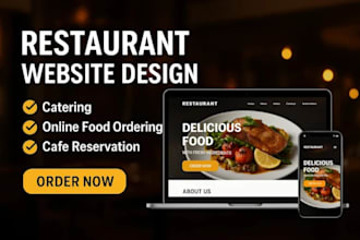 restaurant website with online menu food ordering, cafe website catering website