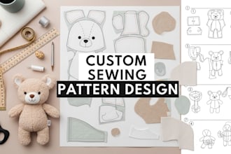 create custom plush sewing pattern soft toys pattern with step by step guides