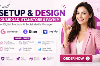 setup gumroad stanstore payhip for digital files products social media manager
