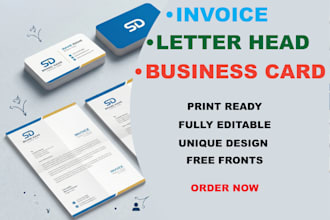 create custom business card letter head, invoice, stationery etc