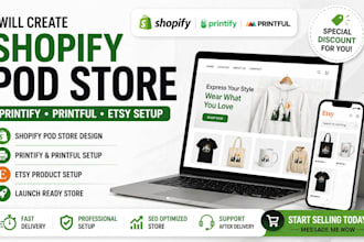 create shopify pod store design etsy printful printify product setup