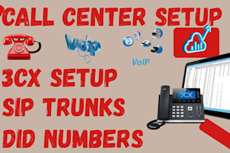 provide a complete 3cx setup with sip trunks did numbers and extensions