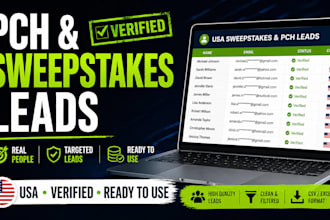 generate verified sweeps takes leads, p c h leads and USA bank leads