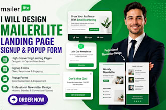 design mailerlite landing page signup form and popup form for lead generation
