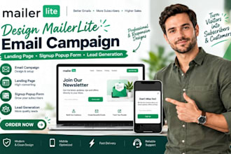 design mailerlite email campaign landing page signup popup form lead generation