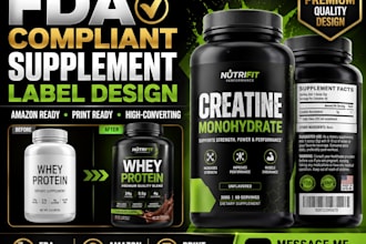 design fda compliant supplement labels for amazon, retail and manufacturing use
