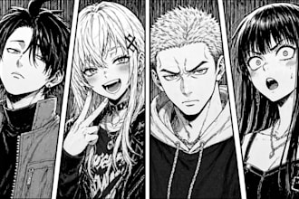 draw manga comic pages, webtoon, manga comic book illustration and manga cover