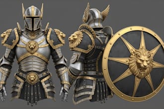 3d armor, cosplay armor creation, 3d helmet model, 3d shield for 3d printing