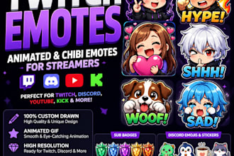 design custom twitch emotes animated emotes chibi emotes and discord emotes