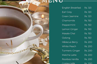 design a modern restaurant menu, food menu, or food flyer for your cafe