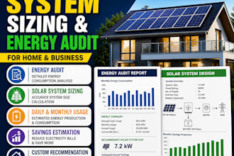 calculate solar system size and energy audit for home or business