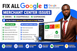 fix google merchant feed errors, product disapprovals, gmc suspension and setup