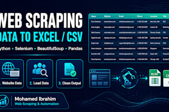scrape website data and deliver it in excel or CSV
