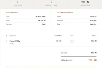 develop a custom pos billing system with inventory and panel