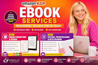 developmental edit, proofread, beta reading and format for amazon KDP, kindle