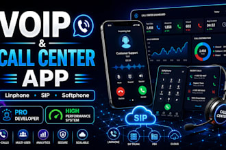 build linphone voip app, phone call center app, sip trunk, softphone app