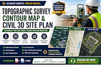 create accurate topographic survey, contour map, and civil 3d site plan