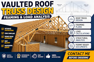 design vaulted roof trusses with framing and load analysis