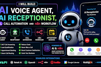 build ai voice agent, ai receptionist, call automation and n8n workflow