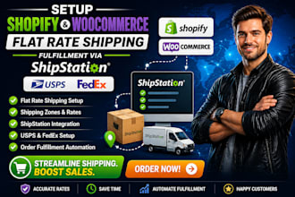 setup shopify woocommerce flat rate shipping fulfillment shipstation usps fedex