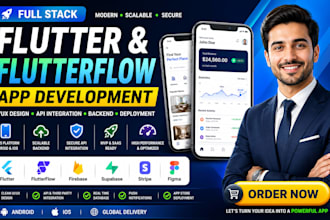 build full stack flutter or flutterflow mobile app UI UX and API layout design