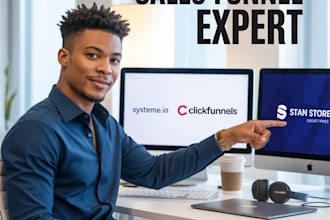 build high converting systeme io funnel, clickfunnels sales page, stan store
