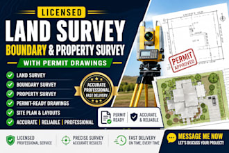 provide licensed land survey, boundary and property survey with permit drawings