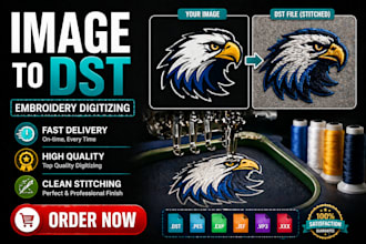 convert image to embroidery digitizing dst file fast, emb, patch