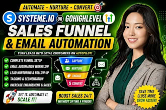systeme io or gohighlevel sales funnel optin landing page with email automation