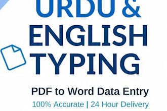 fast urdu and english typing, PDF to word data entry