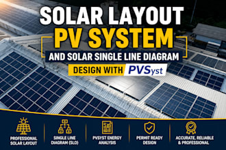 provide solar layout pv system and solar single line diagram design with pvsyst