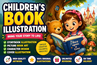 illustrate amazing children book illustrations and storybook art, kids books