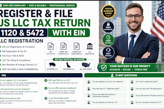 register and file US llc tax return 1120 and 5472 with ein llc registration