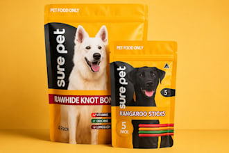 design premium pet supplement packaging, labels and mylar bags