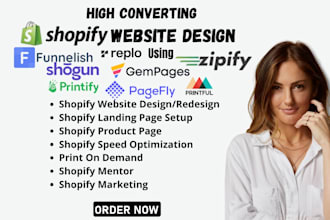 shopify website redesign print on demand shopify landing page printify printful