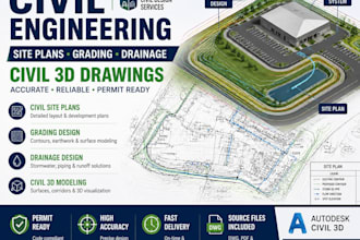 design civil site plans, grading, drainage and civil 3d drawings