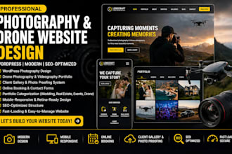 design wordpress photography drone website portfolio proofing booking website
