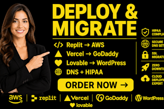 deploy, migrate, replit to AWS hipaa vercel to godaddy lovable to wordpress dns